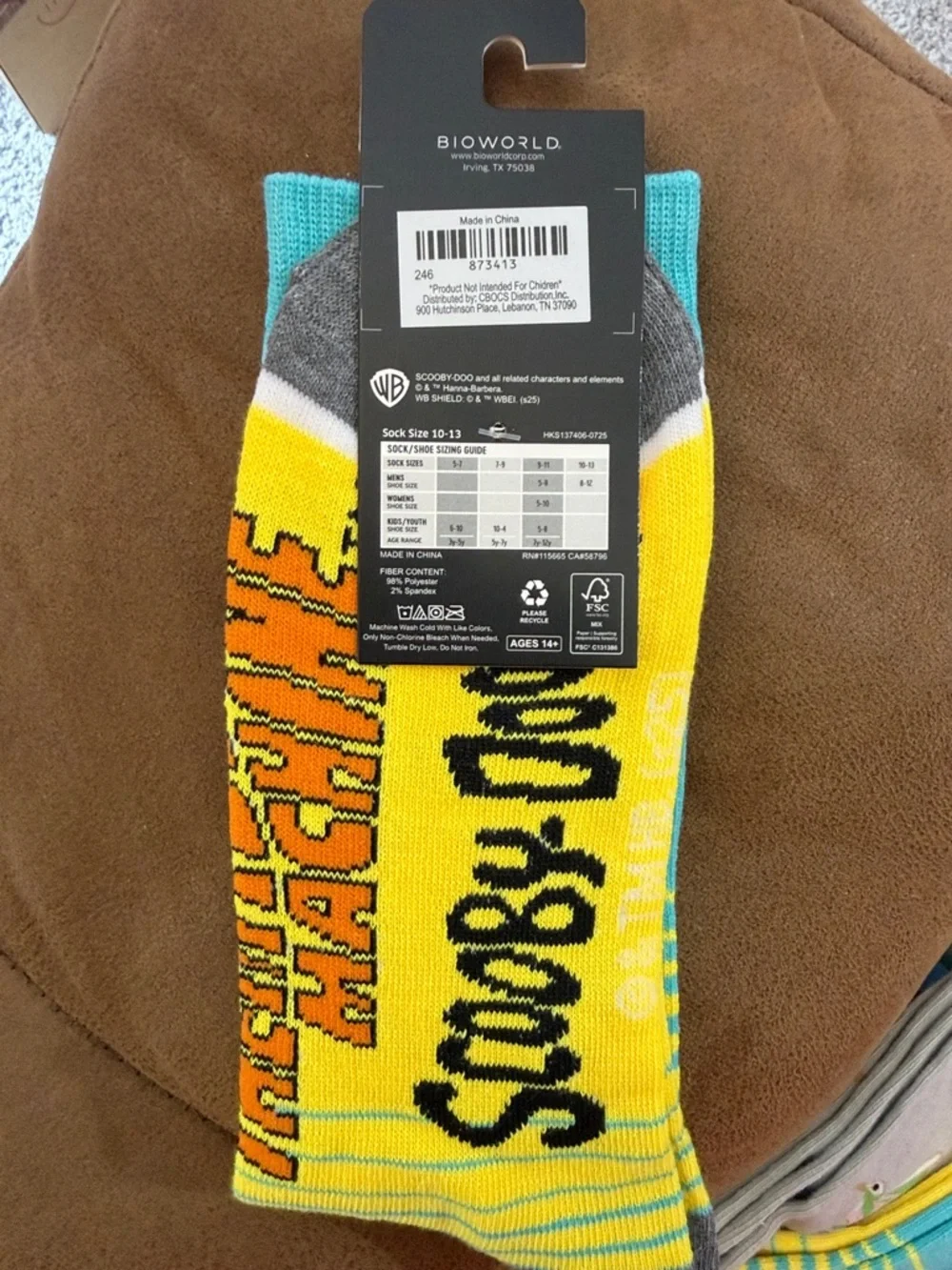 Scooby-Doo Crew Socks in Yellow, Aqua & Gray Mens size 8-12